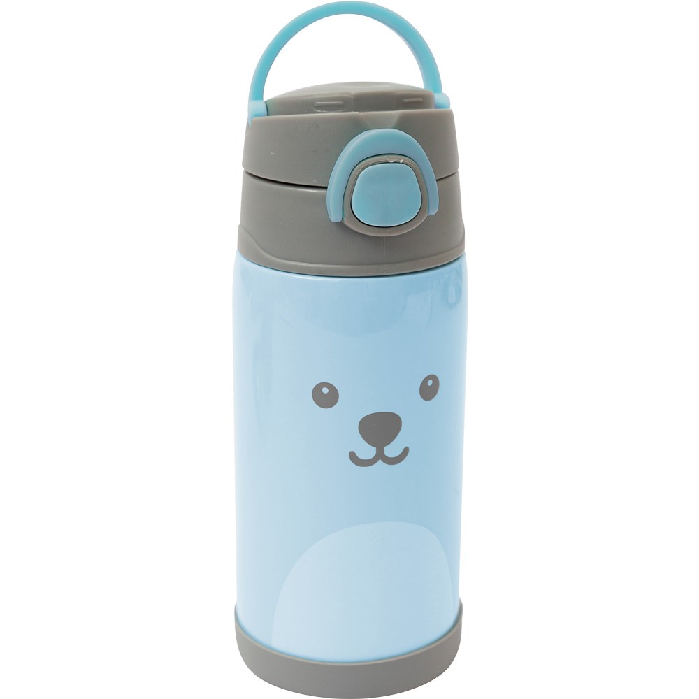 COPO TERMICO BUBA PAREDE DUPLA COM CANUDO GUMY AZUL 400ML BICO SILIONE ANTIVAZAMENTO