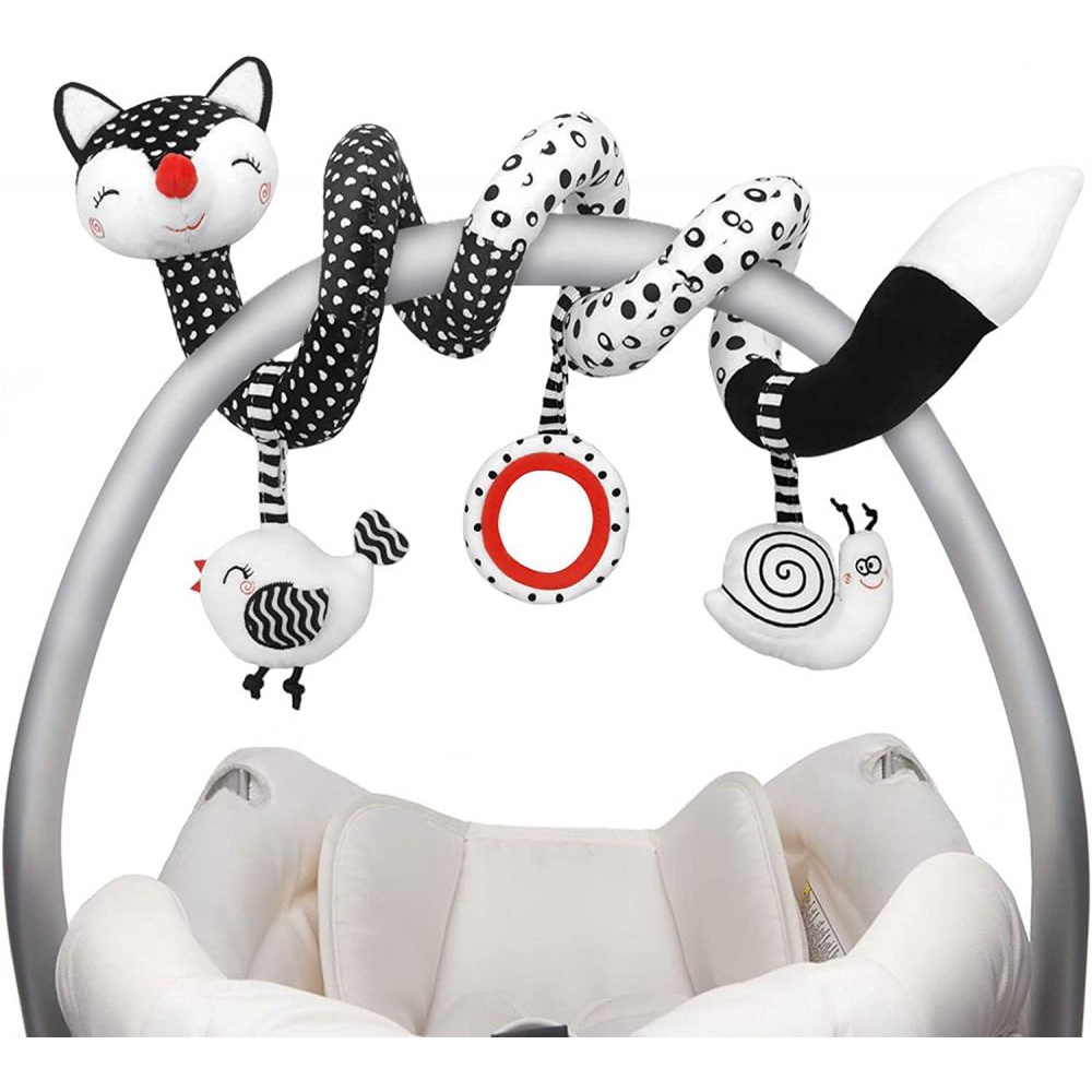 Brinquedo de Pelúcia Espiral para Bebês – Raposa Preto e Branco