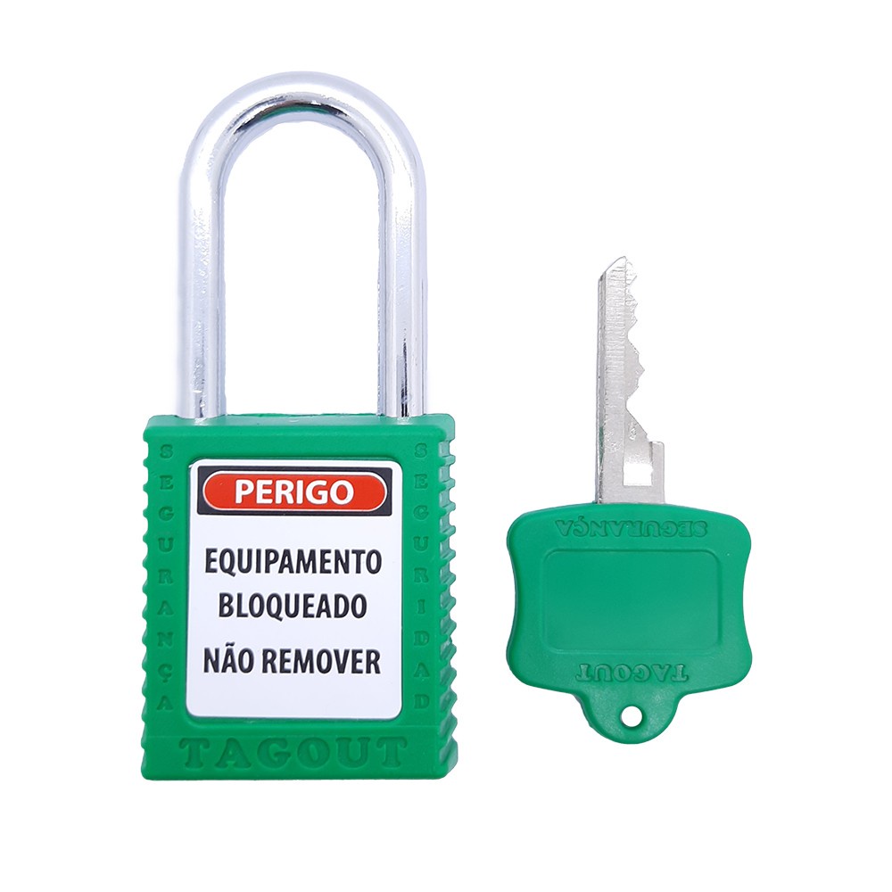 Cadeado Loto de Bloqueio 38MM Haste Cromada Tagout -  Verde