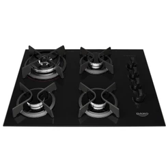 Cooktop 4 Bocas Preto com Mesa de Vidro e Tripla Chama Dako Supreme Bivolt