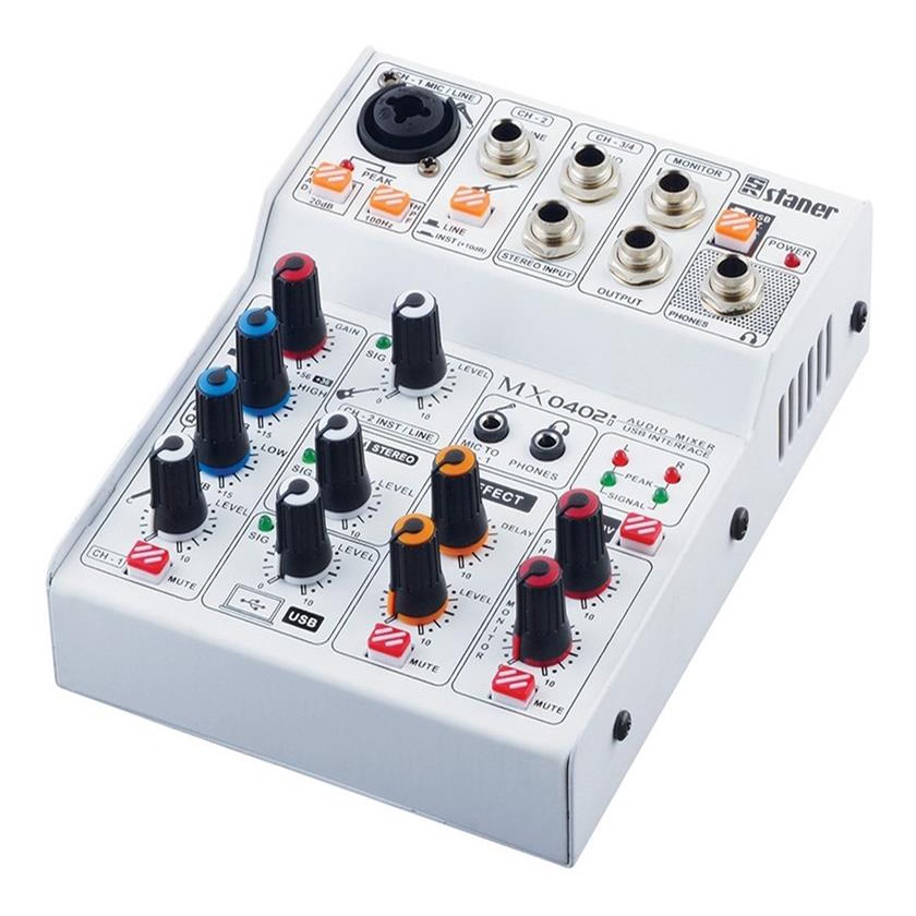 Mesa De Som 4 Canais Staner C/ Placa De Audio Interface