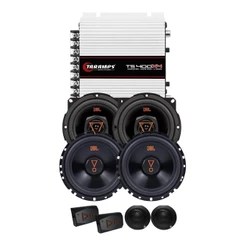 Kit 2 Vias 6 JBL 62VMS80 160W + Par Alto Falantes 5 Triaxiais JBL 5TRMS80 160W + Módulo TS400x4