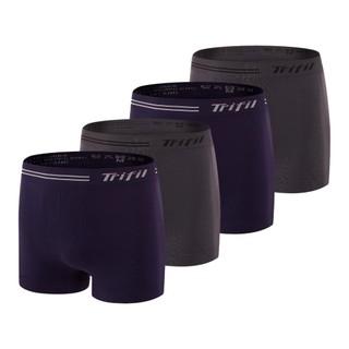 Kit Com 4 Cuecas Box Masculina Trifil Sem Costura Microfibra Lisa Basica Original