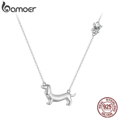 Bamoer 925 Colar De Prata Dachshund Presentes De Moda Para Mulheres SCN501