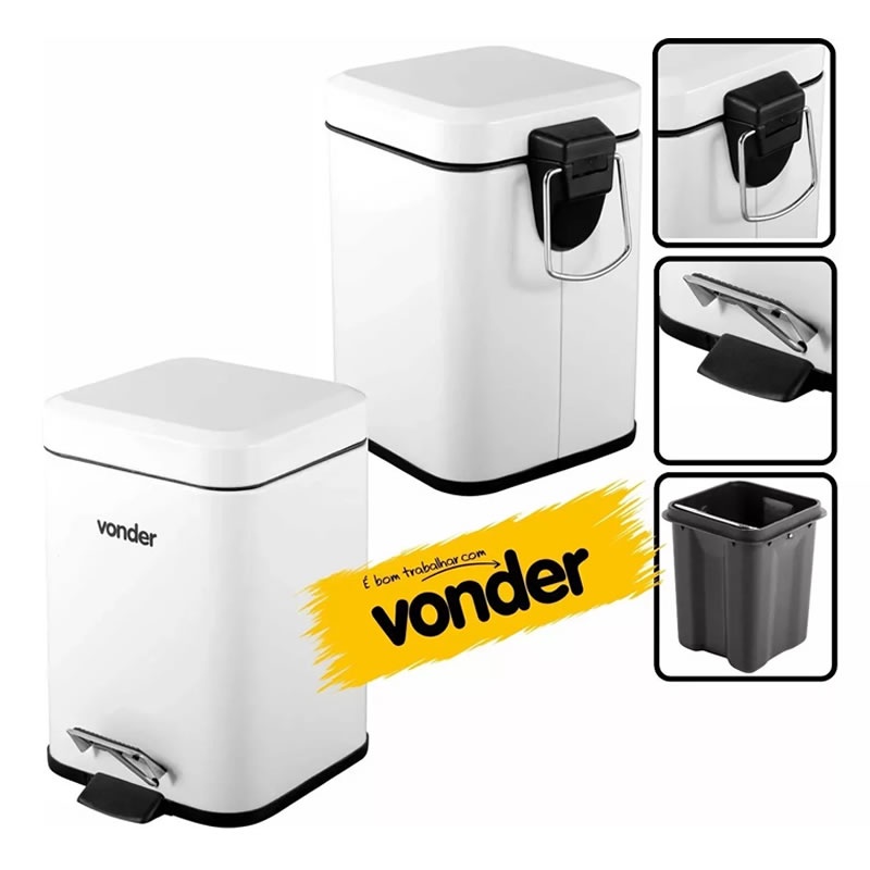 Lixeira Embutir Granito 15cm Em Inox P/ Cozinha 3litros Luxo