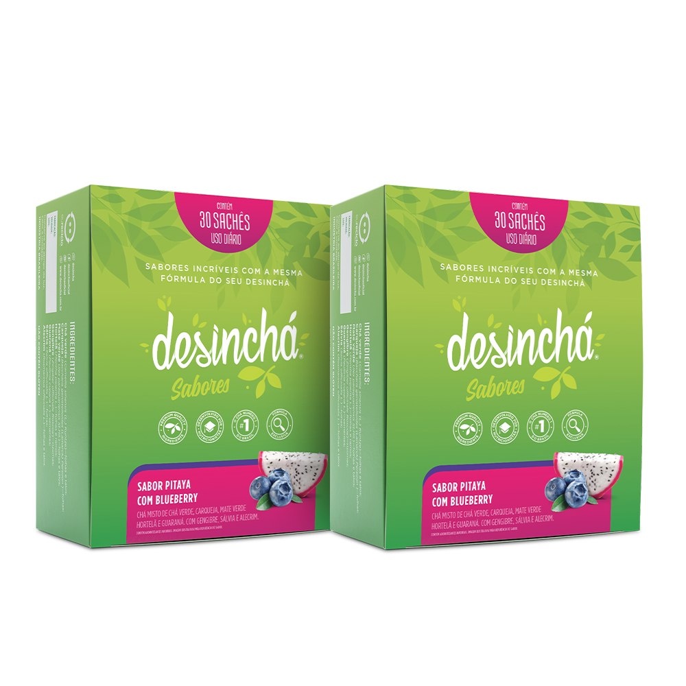 Kit 02 Chás Desinchá Sabores Pitaya com Blueberry em Oferta na Shopee