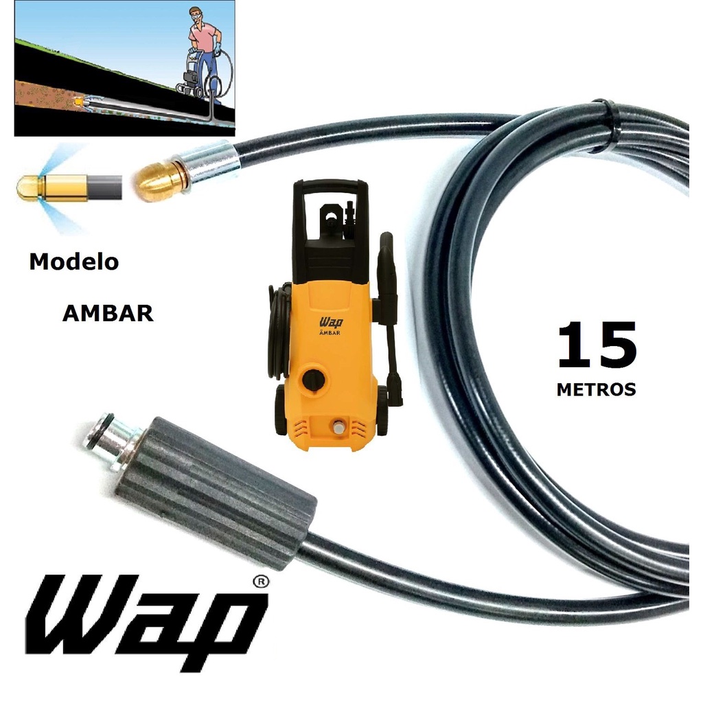 Mangueira desentupidora de tubulação WAP - 15 Metros - Wap AMBAR