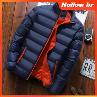 Jaqueta masculina casual confortável e grosso inverno roupa térmica de fibra de baixo casaco acolchoado hollow.br