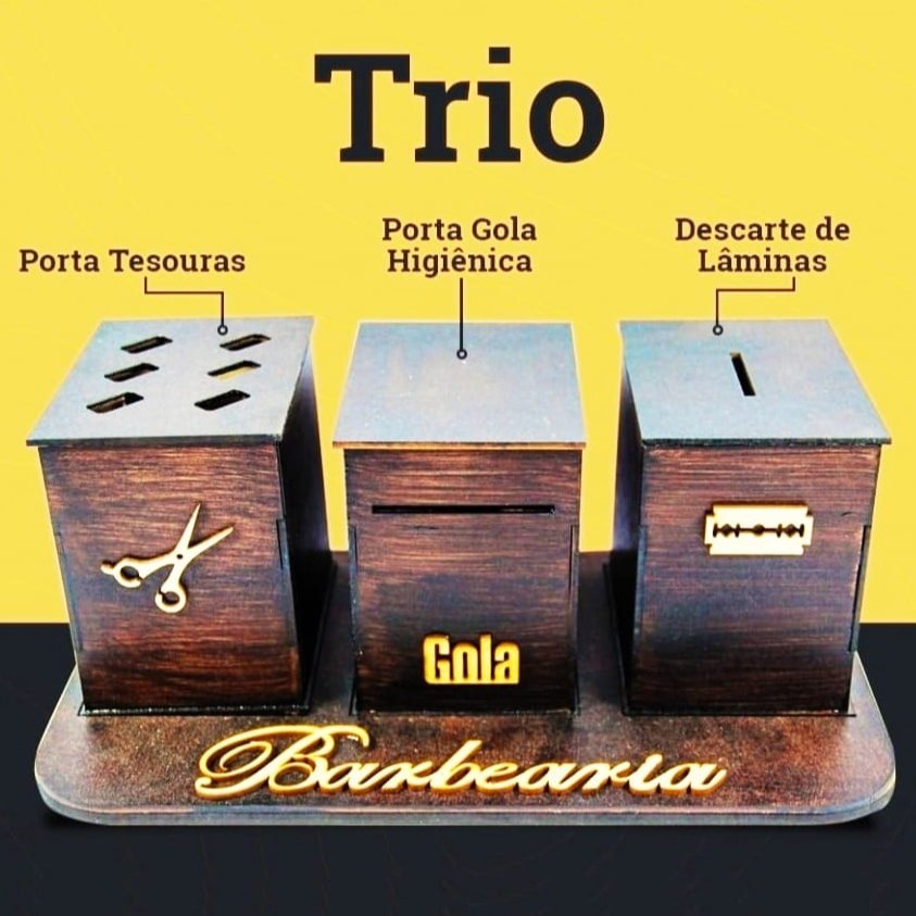 KIT TRIO PORTA GOLA – PORTA LAMINA DESCARTE DE LAMINA - PORTA GILETE E PORTA TESOURA - Descarte Para Lâminas De Barbearias + Porta Tesouras + Suporte Gola Higiênica