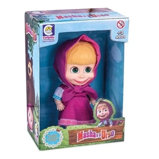 Brinquedo Boneca Masha 18cm em Plástico Vinil com Roupinha e Capuz Rosa Articulada nos Braços e Pernas Cotiplas - 2465 em Oferta na Shopee