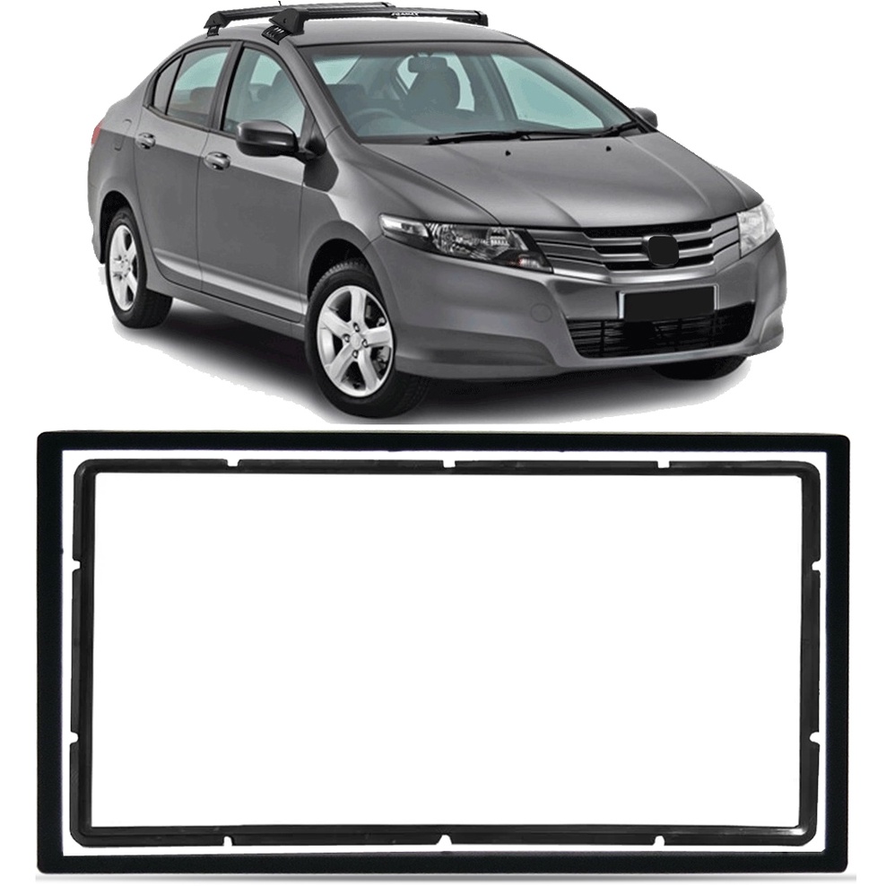 Moldura De Painel 2 Din 7" Polegadas City DX 2009 à 2012 Preto