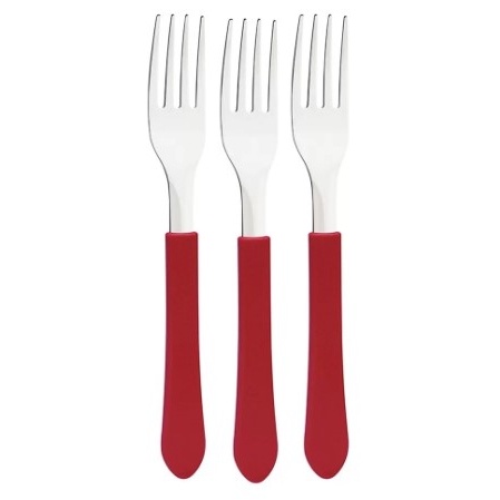 Garfo Leme Tramontina  VERMELHA 4" - 3 unidades em Oferta na Shopee