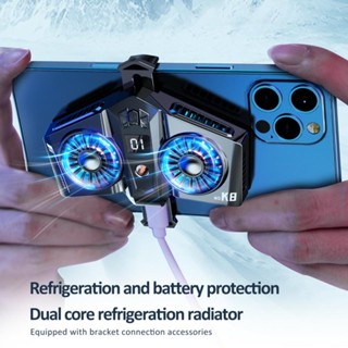 K8 Radiador Para Telefone Celular Com Clipe Traseiro Mostrador Duplo De Temperatura Ventiladores De Resfriamento Rápido Jogos De Transmissão Ao Vivo
