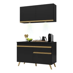 Cozinha Compacta 2 peças com Leds MP2012 Veneza Up Multimóveis Preta