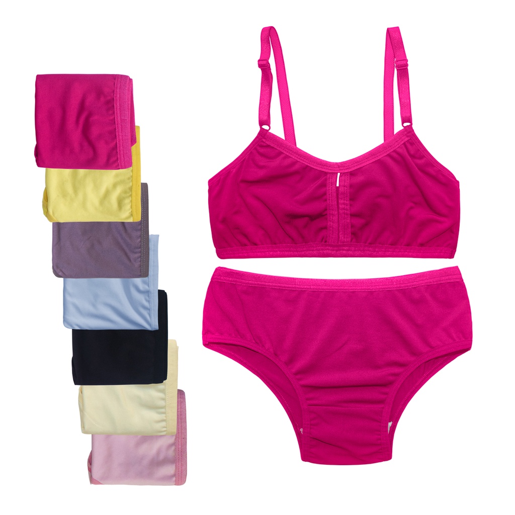 Kit 10 Conjunto Calcinha Sutiã Juvenil Microfibra Liso Para Revenda
