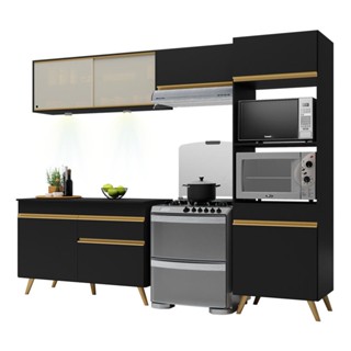 Armário de Cozinha Compacta 252cm com Leds Veneza Up Multimóveis V2017
