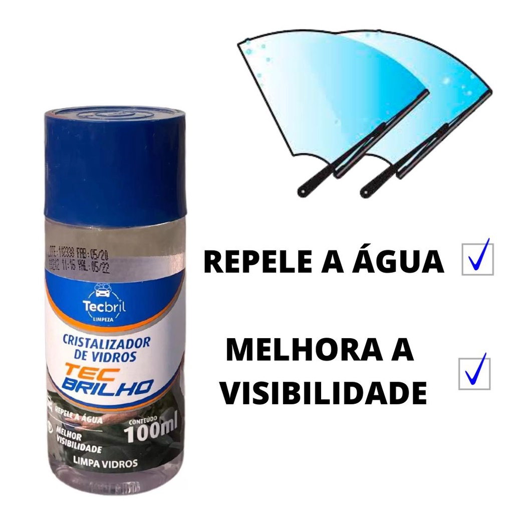 Cristalizador de Vidros Parabrisa Retrovisor Repele Agua de Chuva Tecbril