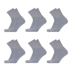 Kit 6 Pares de Meias Cano Médio Algodão Cinza M12