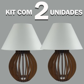 2 Abajur Clássico Mdf Para Sala Quarto Cabeceira de Madeira