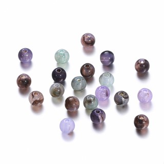 St.kunkka 50pcs 8mm Imitação de Contas de Pedras de Imitação Listras Tingidas Contas Acrílicas para Pulseira de Bricolagem
