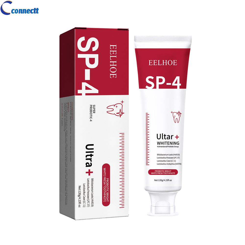 Pasta de dentes oral SP-4 creme dental branqueador com probióticos de tubarão Remova o odor oral amarelo Limpo Pasta de dentes clareadora oral fresca connectt