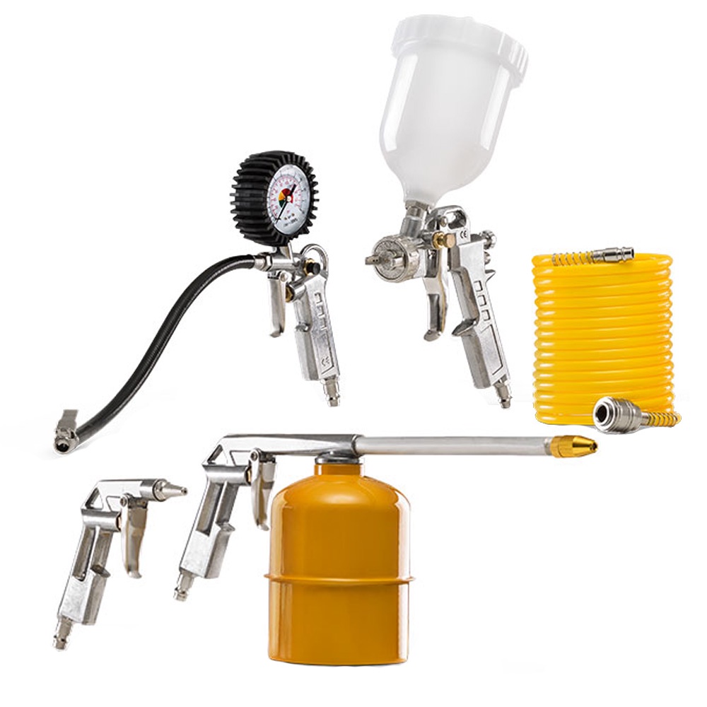 Pistola Pintura Limpeza Calibrador Mangueira Compressor 5pç em Oferta na Shopee