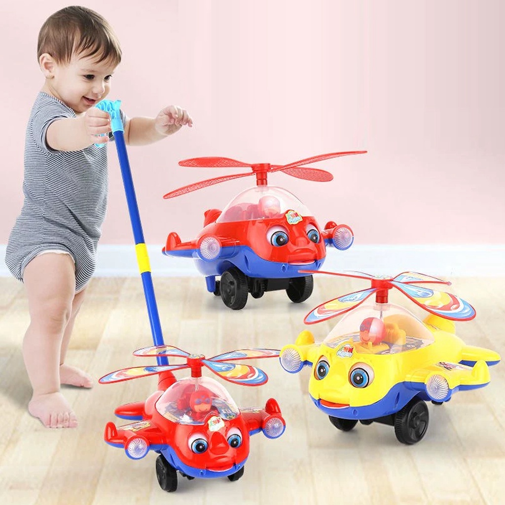 Caminhante das crianças empurrador avião brinquedo carrinho bebê empurrar bebê aprender a andar com brinquedos de sino