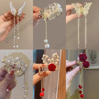 Japão Coréia Do Sul Novo Estilo Flor Borboleta Asas De Pérola Tassel Temperamento Elegante Moda Fivela De Cauda De Pônei