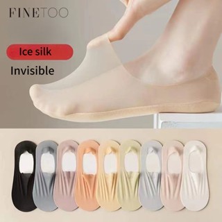 FINETOO Meias Femininas De Silicone Sem Escorregamento De Algodão Invisível De Boca Raso Doces E Finas Com Barco De Seda Gelada