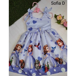 Vestido infantil Sofia Luxo ajustavel tematico festa aniversario em Oferta na Shopee