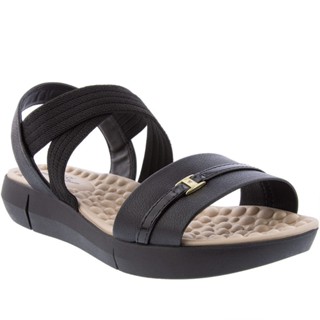 Sandália Modare Ultraconforto Flatform Tiras Elásticas Strass Preto