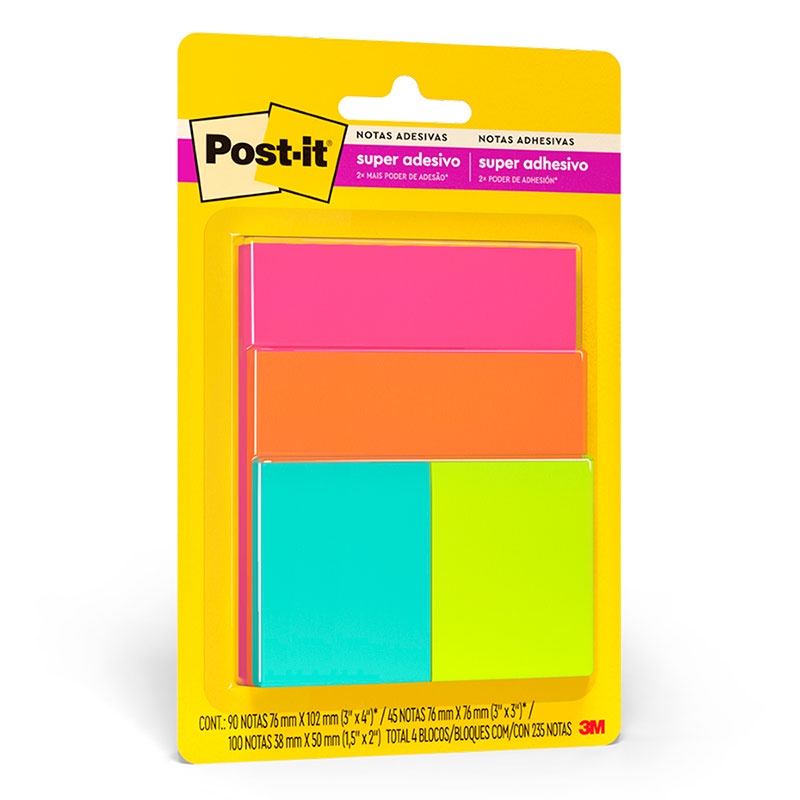 Bloco de notas super adesivas Post-it cascata 4 blocos misto 45 folhas 3M em Oferta na Shopee