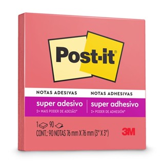 Bloco de notas super adesivas Post-it rosa poppy 76x76mm 90 folhas 3M