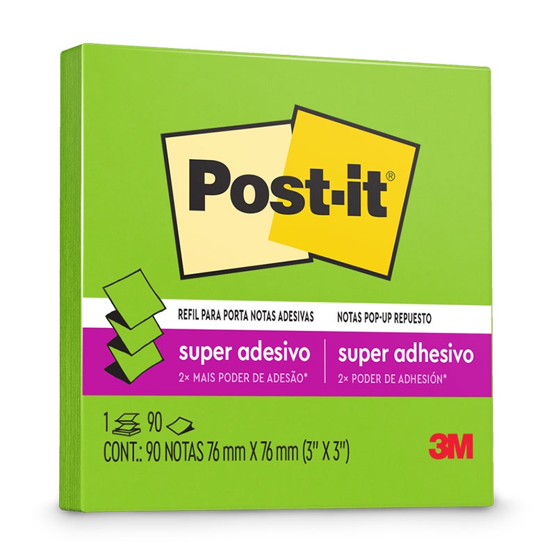 Bloco de notas super adesivas Post-it refil verde limeade 76x76mm 90 folhas 3M em Oferta na Shopee