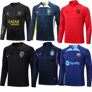 2222 23 Camisa De Futebol Masculino PSG Meio Zíper Longo Treinamento AZO8
