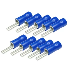 Kit Com 10 Terminais Conector Pré Isolado Pino Agulha 16mm Azul (pino Chato) Retardante à chamas 16mm²