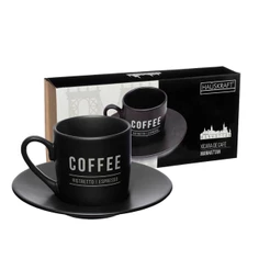 Jogo Com 12 Peças 6 Xícaras Com Pires Café Porcelana Manhattan Preto Café Chá - Hauskraft