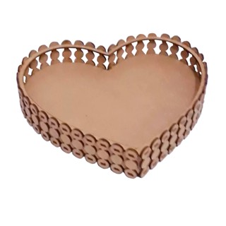 Kit 08 Bandejas Pérola Coração Mdf Cru G