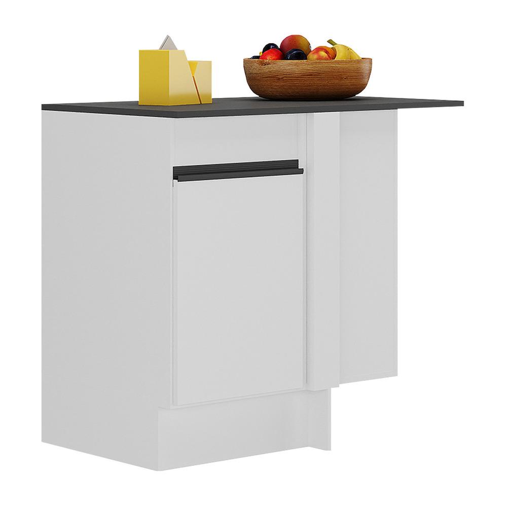 Balcão Cozinha com Rodapé de Canto 1 Porta Veneza Multimóveis MP2120.964 Branco/Preto - Home & Living
