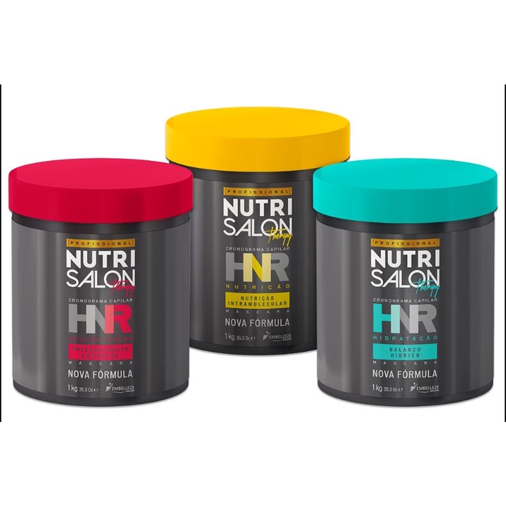 Kit Cronograma Capilar HNR Máscara Profissional Nutrisalon Therapy em Oferta na Shopee