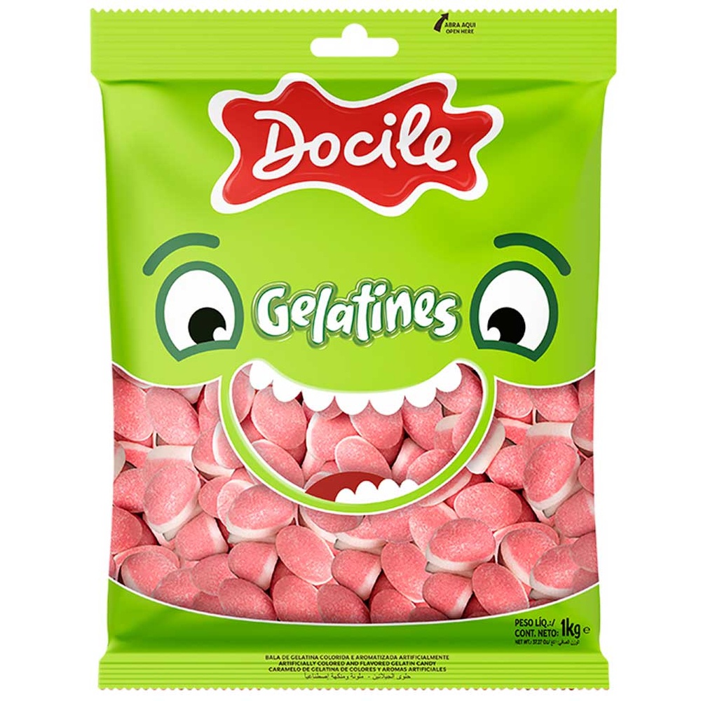 Bala de Gelatina Beijos 1kg - Docile