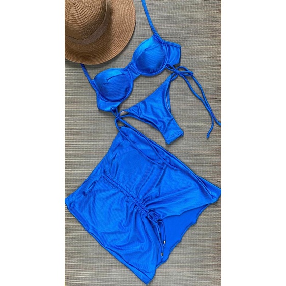 Biquíni meia-taça- retro + Saia de praia em Oferta na Shopee