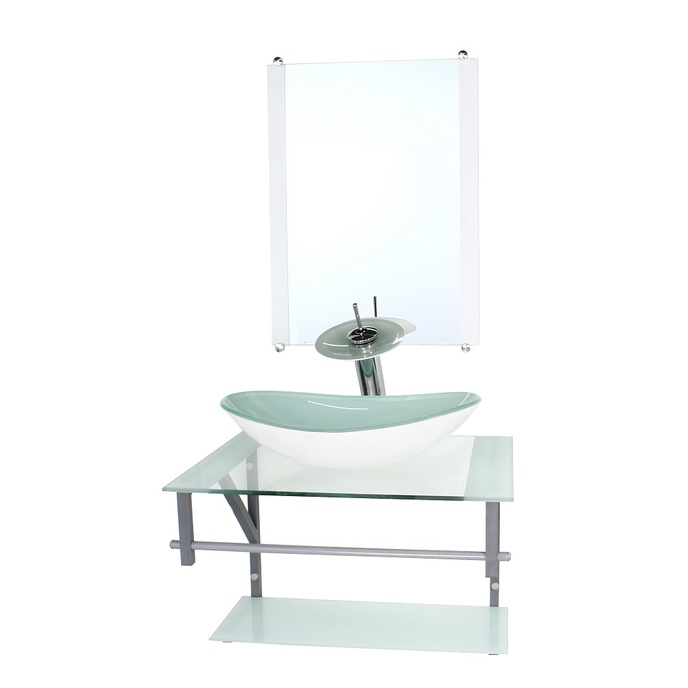 GABINETE DE VIDRO PARA BANHEIRO 60CM AC CUBA OVAL BRANCO