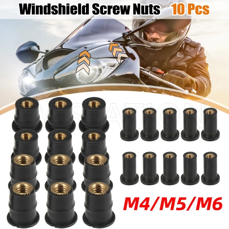 10Pcs M4 M5 M6 Porcas De Poços De Borracha Universal/Parafusos De Cobre De Latão Para Pára-Brisas De Motocicleta/Modificação Do Rebite/Acessórios Marítimos Barcos Kayak