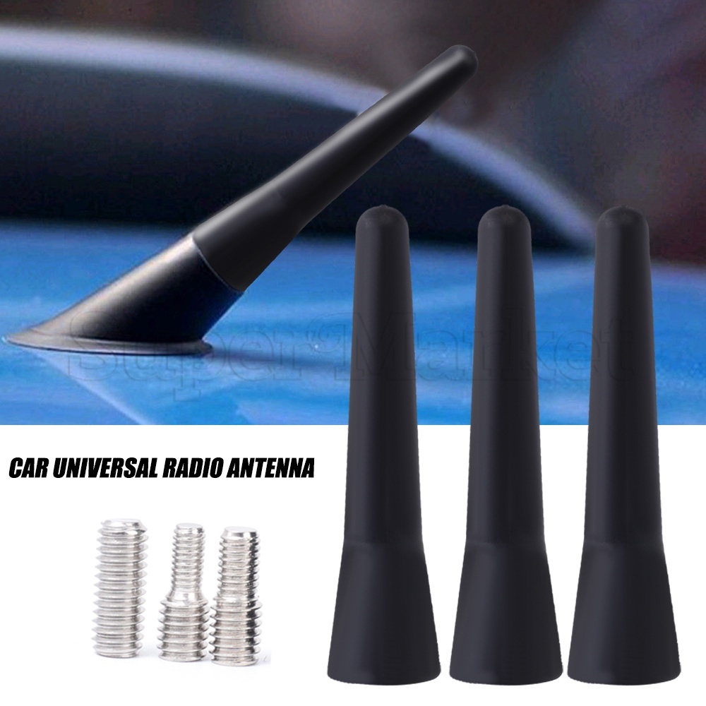 Antena De 6,5cm Mastro De Carro/Tejadilho Pólo Longo/Mini Melhorador De Sinal De Radiodifusão/Rádio FM AM Aéreo/Acessório Automóvel Universal/Com Adaptador De Rosca M6/M5/M4