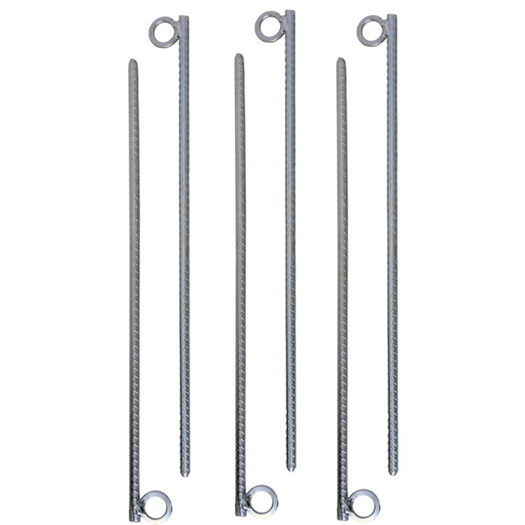 Estacas para Barraca 30 cm Kit 6 Unidades Aço 6 mm Cabeça em Argola