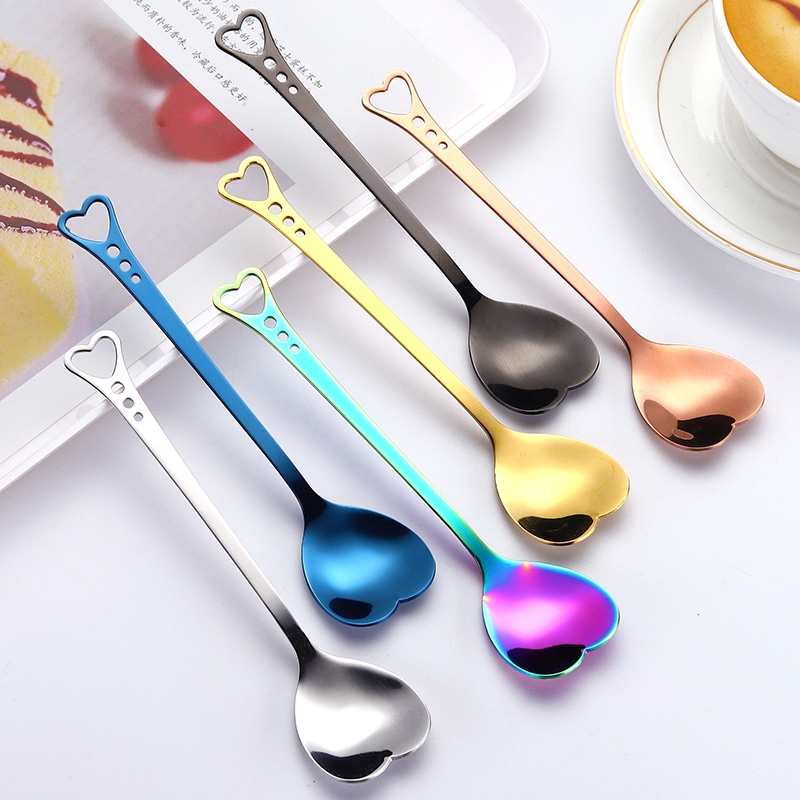 colher de café coração sobremesa sorvete chá inox dourada rose gold rosa prata