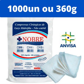 Compressa De Gaze 9 Fios 1000 Unidades Hidrófila Pacote Anvisa Descartável Kit