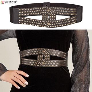 MIOSHOP Cintos Largos De Luxo Femininos Vestido Elástico De Lazer Jeans Cintura De Couro