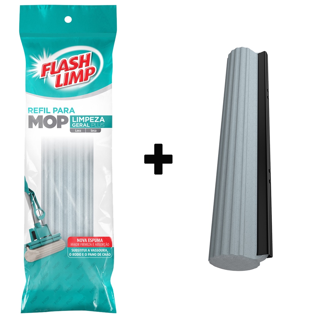 Kit 2 Refil Rodo Mágico Flash Limp Mop Limpeza Geral Plus